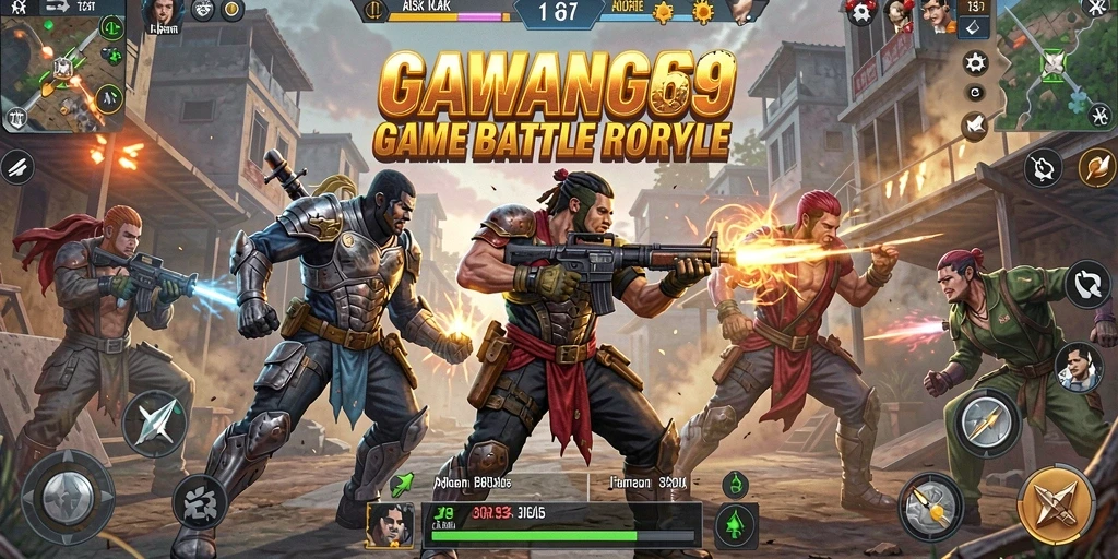 Screenshot gameplay menarik dari GAWANG69 dalam aksi Battle Royale.