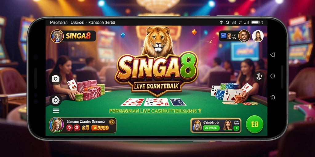 Screenshot gameplay SINGA8 menampilkan suasana Live Casino yang mendebarkan.
